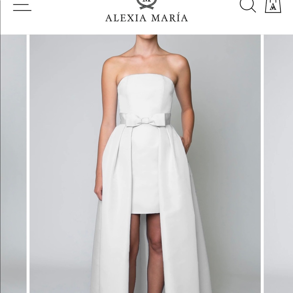 Alexia Maria Silk Faille Strapless Mini Dress with Bow Convertible Skirt